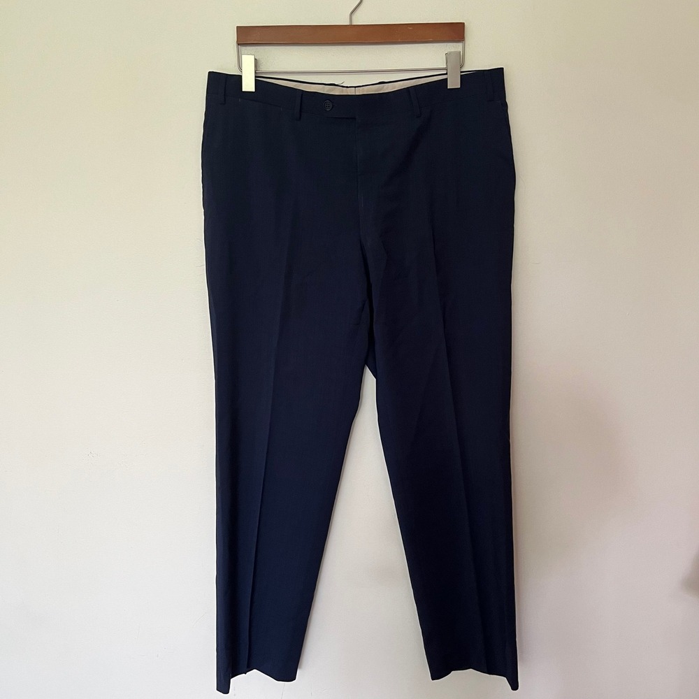 Canali 1934 Mens Navy Blue Flat Front Dress Pants. Trousers Made in Italy 36x32